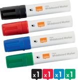Nobo Glide Whiteboard Markers - Whiteboard Stiften Met Beitelvormige Punt - 4 Stuks - Assorti