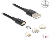 Delock Magnetic USB Charging Cable Set for 8 Pin Lightning™ / Micro USB / USB Type-C™ black 1 m