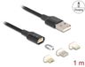 Delock Magnetic USB Charging Cable Set for 8 Pin Lightning™ / Micro USB / USB Type-C™ black 1 m