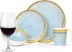 Set de vaisselle de camping en mélamine pour 4 personnes Crystal Blue + 4 verres à vin rouge Tiamo