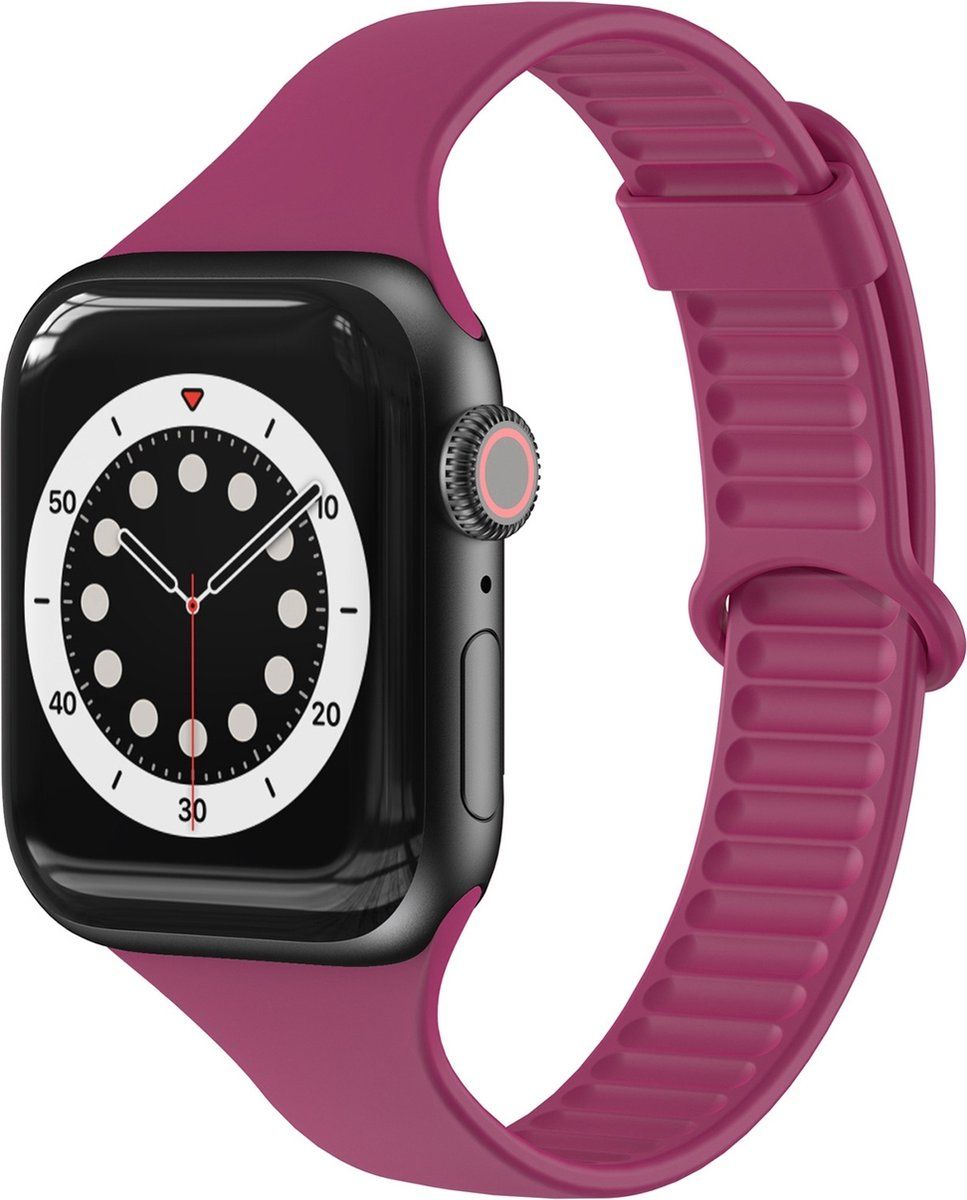 By Qubix Qubix Compatible Apple watch bandje - TPU Slim Fit bandje - Wijnrood - Geschikt voor Apple Watch 38mm / 40mm / 41mm