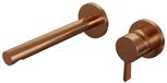 Brauer Copper Edition Inbouw Wastafelmengkraan met Rechte Uitloop en Rozetten Model E1 Koper Geborsteld PVD