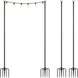Merkloos Relaxdays Lichtsnoerpalen - Set van 4 - 3 meter - Zwart - Metaal