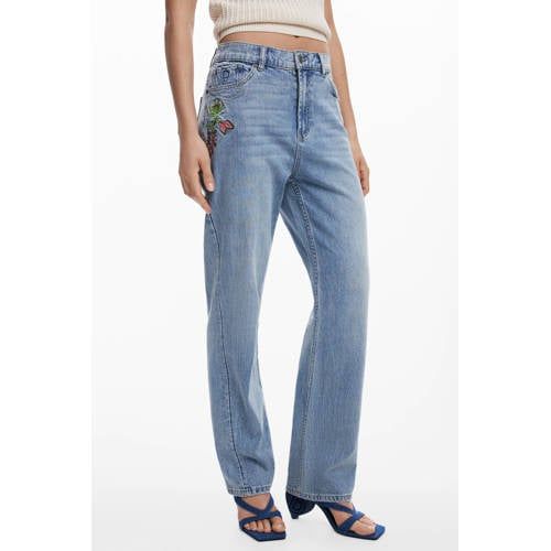 Desigual high waist straight leg jeans medium blue denim