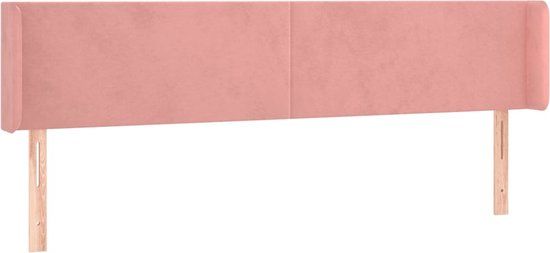 vidaXL Hoofdbord met randen 203x16x78/88 cm fluweel roze