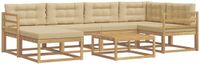 vidaXL Hoek loungeset 6 zitplaatsen Acaciahout Wit en Beige