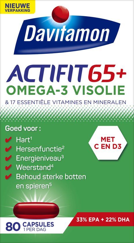 Davitamon Actifit 65+ Omega-3 Visolie - 80 Capsules