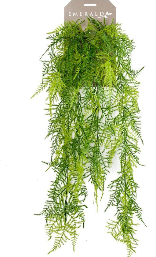 Emerald Kunst Hangplant Asparagus Plumosus 80cm - Groen