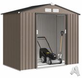 StarTech Metalen tuinhuis - 305 x 366 cm - Waterdicht - 2 schuifdeuren - 4 ramen - Bruin