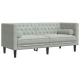VidaXL Tweezitsbank Chesterfield-stijl en bolsters fluweel lichtgrijs