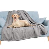 PAVILIA Waterdichte deken voor bank, bank, waterdichte hondendeken voor grote hond, puppy, kat, huisdierdeken beschermer | pluche zachte, warme donzige sherpa-deken bedsprei, lichtgrijs, 60 x 80 cm