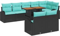 vidaXL Tuinbank - Set - 9 - st - Zwart - Poly - rattan