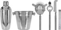 Excellent Houseware Set de bar argenté 6 pièces en acier inoxydable / Set à cocktail / Coffret cadeau avec shaker à cocktail