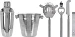 Excellent Houseware Set de bar argenté 6 pièces en acier inoxydable / Set à cocktail / Coffret cadeau avec shaker à cocktail