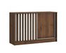 Margaret Hadas24 Commode NELI met lamellen 120/160 cm, dressoir, woonkamerkast, houtlook, woonkamermeubels, woonkamerkast, commode (walnoot Warmia, wit, 120 cm)