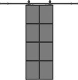 vidaXL Schuifdeur met beslagset 76x205 cm gehard glas zwart