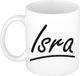 Bellatio Decorations Isra Naam koffiemok - beker - met sierlijke letters - wit