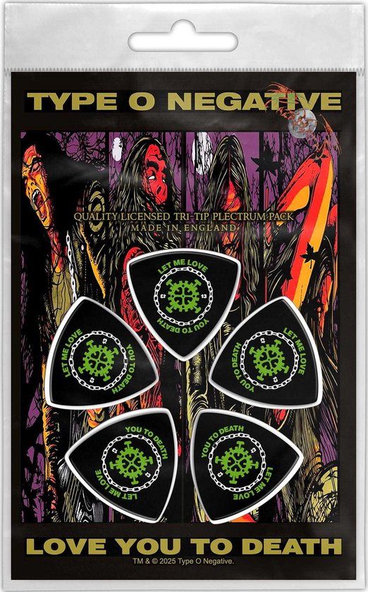 Type O Negative Love You To Death Unisex Plectrumset - meerkleurig - Standard