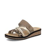 Rieker Slipper V3652-62 Beige Combi Zacht Voetbed