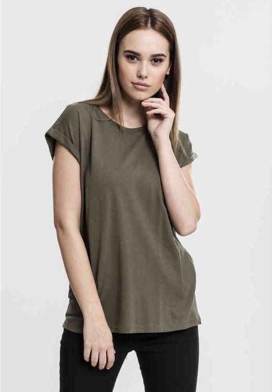 Urban Classics Extended Shoulder Tee Dames T-shirt - olijf - S