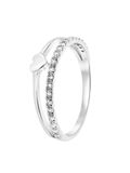 Lucardi Kinder Zilveren kinderring dubbel met hart en zirkonia - Ring - 925 Zilver - Zilverkleurig - 16.50 / 52 mm