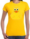 Bellatio Decorations Verkleed T-shirt dames - geel - eend - Carnaval/themafeesten L