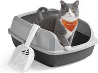 Feandrea Kattenbak met hoge zijkanten - XL - Open kattenbak met schep - Grijs
