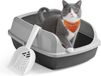 Feandrea Kattenbak met hoge zijkanten - XL - Open kattenbak met schep - Grijs