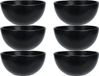 Excellent Houseware Soepkommen - 6x - Lava stone - keramiek - D15 x H7 cm - zwart - Stapelbaar