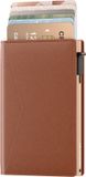 Prowallet Slim - Cognac - Pasjeshouder voor 8 pasjes en briefgeld - Uitschuifbaar - RFID Creditcardhouder - Kaarthouder Portemonnee, Premium Pashouder voor Mannen & Vrouwen - Aluminium, Kunstleer - Incl. Luxe Cadeaubox
