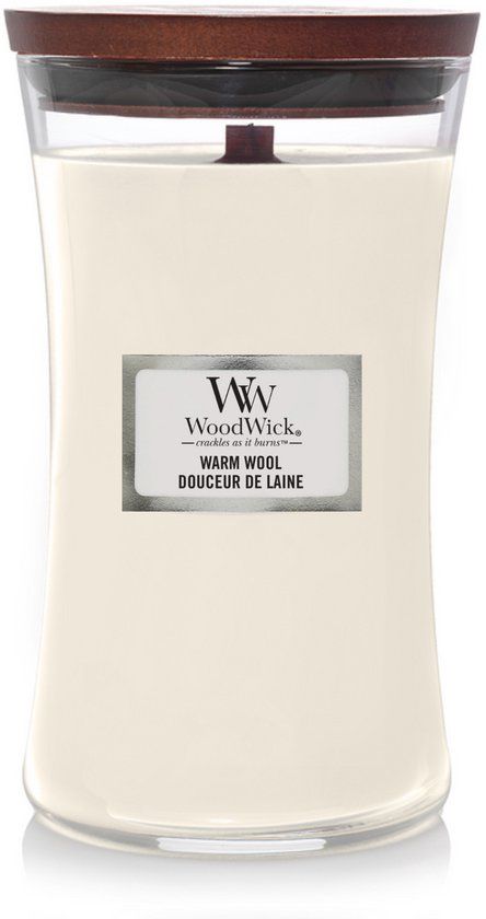 WoodWick Hourglass Large Geurkaars - Warm Wool - 130 branduren - Grijs