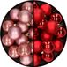 Decoris Kaemingk B.V. 32x stuks kunststof kerstballen mix van oudroze en rood 4 cm