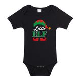 Bellatio Decorations Little elf Kerst rompertje - zwart - babys - Kerstkleding / Kerst outfit 56
