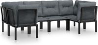 vidaXL 6-delige Loungeset poly rattan zwart en grijs