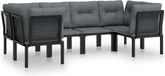 vidaXL 6-delige Loungeset poly rattan zwart en grijs