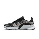 Nike SuperRep Go 3 Flyknit Next Nature Dames Trainingsschoenen Zwart/Wit/Metallic Silver 36.5