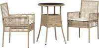 vidaXL Tuinset, 3-delig, beige, polyrotan