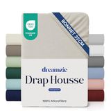 Dreamzie Hoeslaken 140x190/200 Kap 35 cm voor dik matras - 100% microvezel - Beige