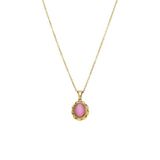 Lucardi - Dames Stalen goldplated ketting vintage bloem roze