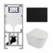 Geberit QeramiQ Dely Toiletset - 36.3x51.7cm - diepspoel - rimless - Geberit UP320 inbouwreservoir - softclose toilet zitting - 35mm - metaal mat zwarte bedieningsplaat - ronde knoppen - mat wit
