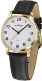 ATRIUM Herenhorloge - Goudkleurig - Analoog - Zwart Lederen Bandje - Verstelbaar - Quartz - A36-20