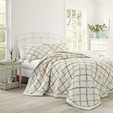 Laura Ashley King Quilt, omkeerbaar katoenen beddengoed, lichtgewicht woondecoratie voor alle seizoenen (ruche tuincrème, koning)