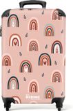 NoBoringSuitcases.com Kinderkoffer meisje - Kindertrolley meisjes - Regenboog roze - Handbagage koffer lichtgewicht - Reiskoffer trolley kinderen - Rolkoffer met wieltjes
