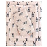 True North by Sleep Philosophy Gezellig Flanel 100% Coton Ultra Zacht Koud Weer Blad Set Bedding, Koningin, Roze Français Bulldog 4 Stuk