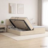 vidaXL Opbergbed met hoofdeinde, 2-persoons, Crèmekleurig, Kunstleer