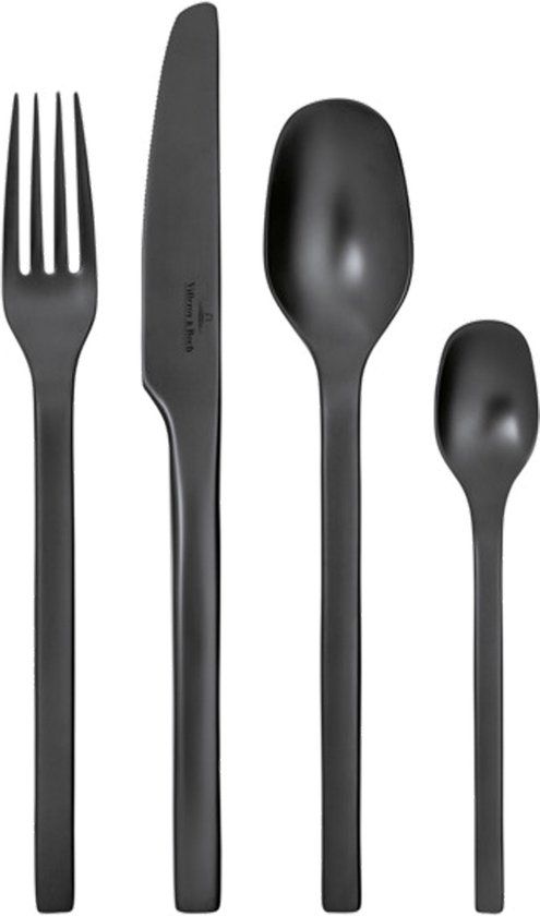 Villeroy & Boch Bestekset Manufacture Rock - Zwart - 16-delig
