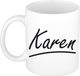 Bellatio Decorations Karen Naam koffiemok - beker - met sierlijke letters - wit