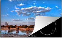 Merkloos KitchenYeah® Inductie beschermer 77x51 cm - Olifanten drinken bij een rivier - Inductiebeschermer