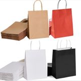 Packadi 20 x kleine papieren draagtassen Van Kraftpapier 18x8x22cm wit zwart rood bruin