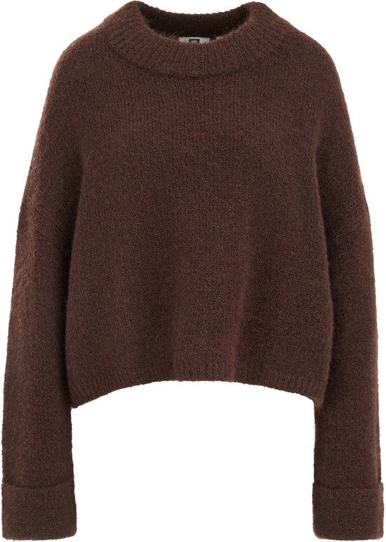 WE Fashion Dames Gebreide Trui - Dark Brown - Size S